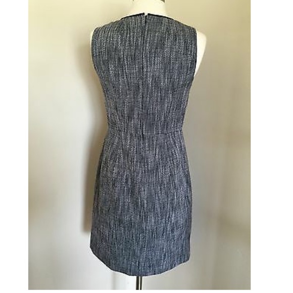 J Crew Suiting Navy Blue Tweed Layered Front Sheath - Picture 4 of 7